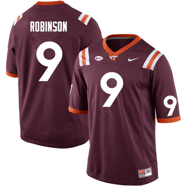 Men #9 Tayvion Robinson Virginia Tech Hokies College Football Jerseys Sale-Maroon